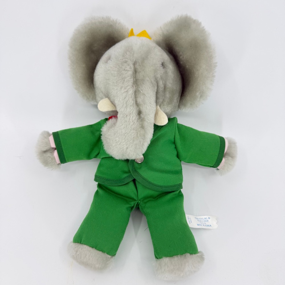 Vintage 1977 Eden Toys Babar the Elephant Plush‎ 11" Green Suit King Korea